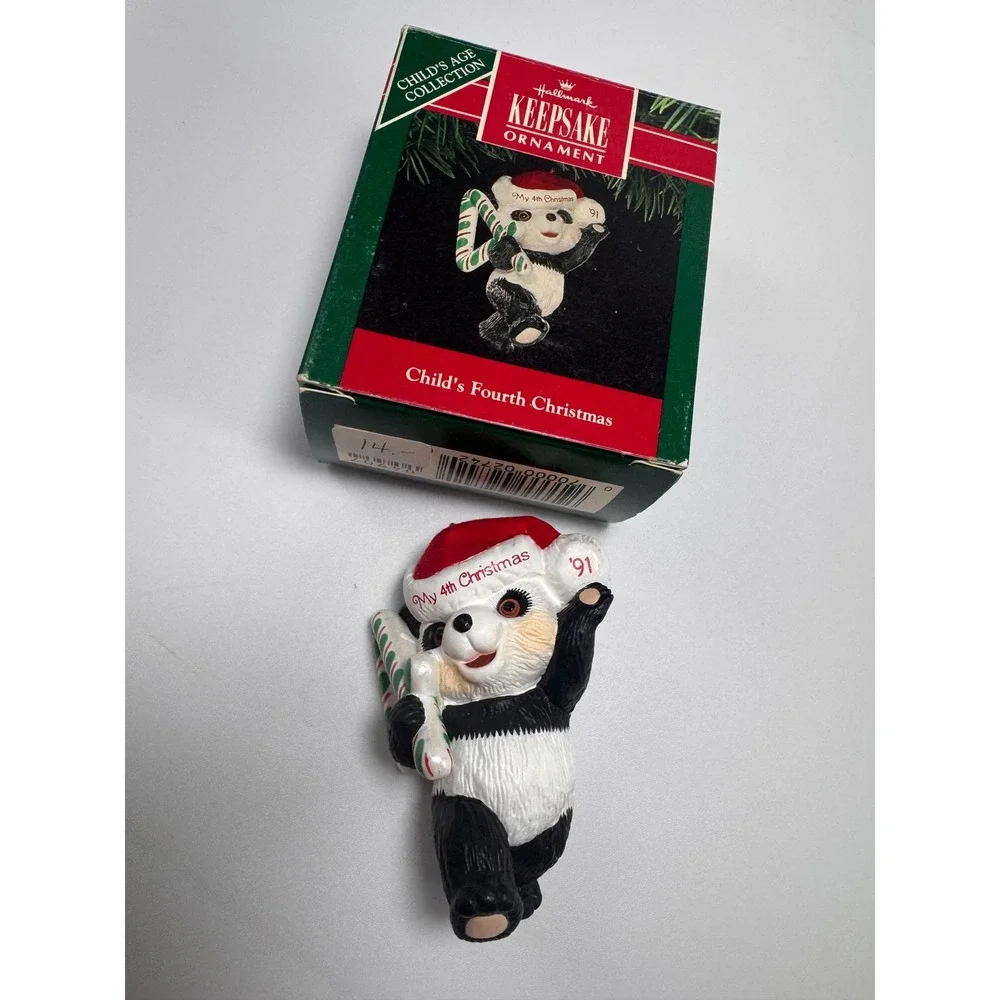1991 Hallmark Keepsake Ornament Child's Fourth Christmas Panda Bear QX490-7